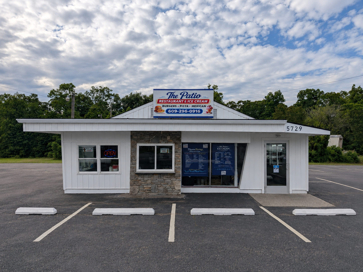 The Patio Restaurant exterior — a warm roadside diner in New Gretna, NJ